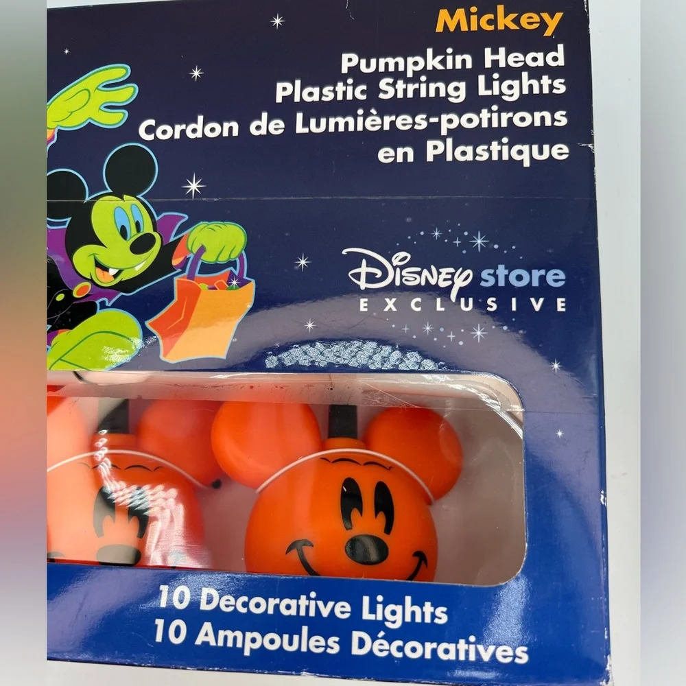 Disney Orange Halloween Mickey Mouse Pumpkin Head String Light Christmas Holiday